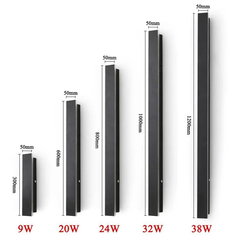 Applique Murale Extérieure LED – Design Linéaire Aluminium – 30 à 100 cm – 3000K/4000K/6000K