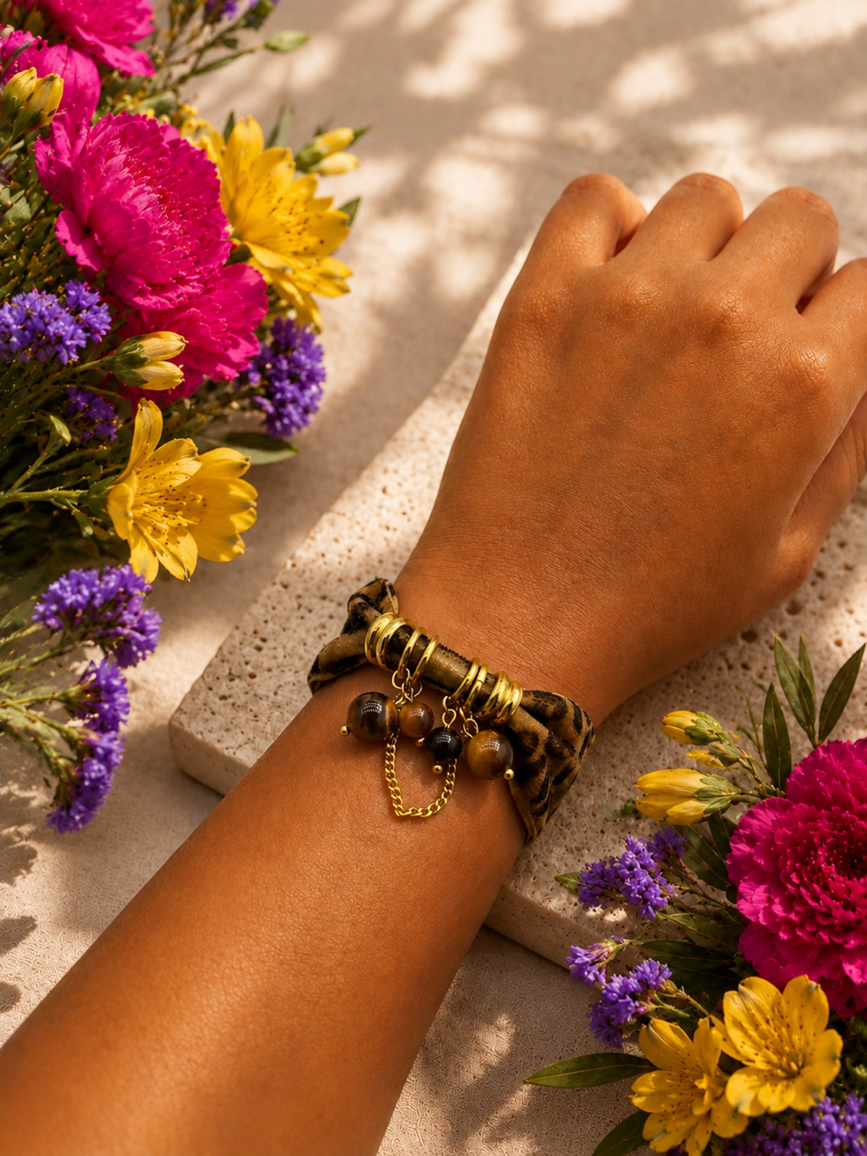 EDITION LIMITEE Modèle LILY - Bracelet Léopard et Œil du tigre
