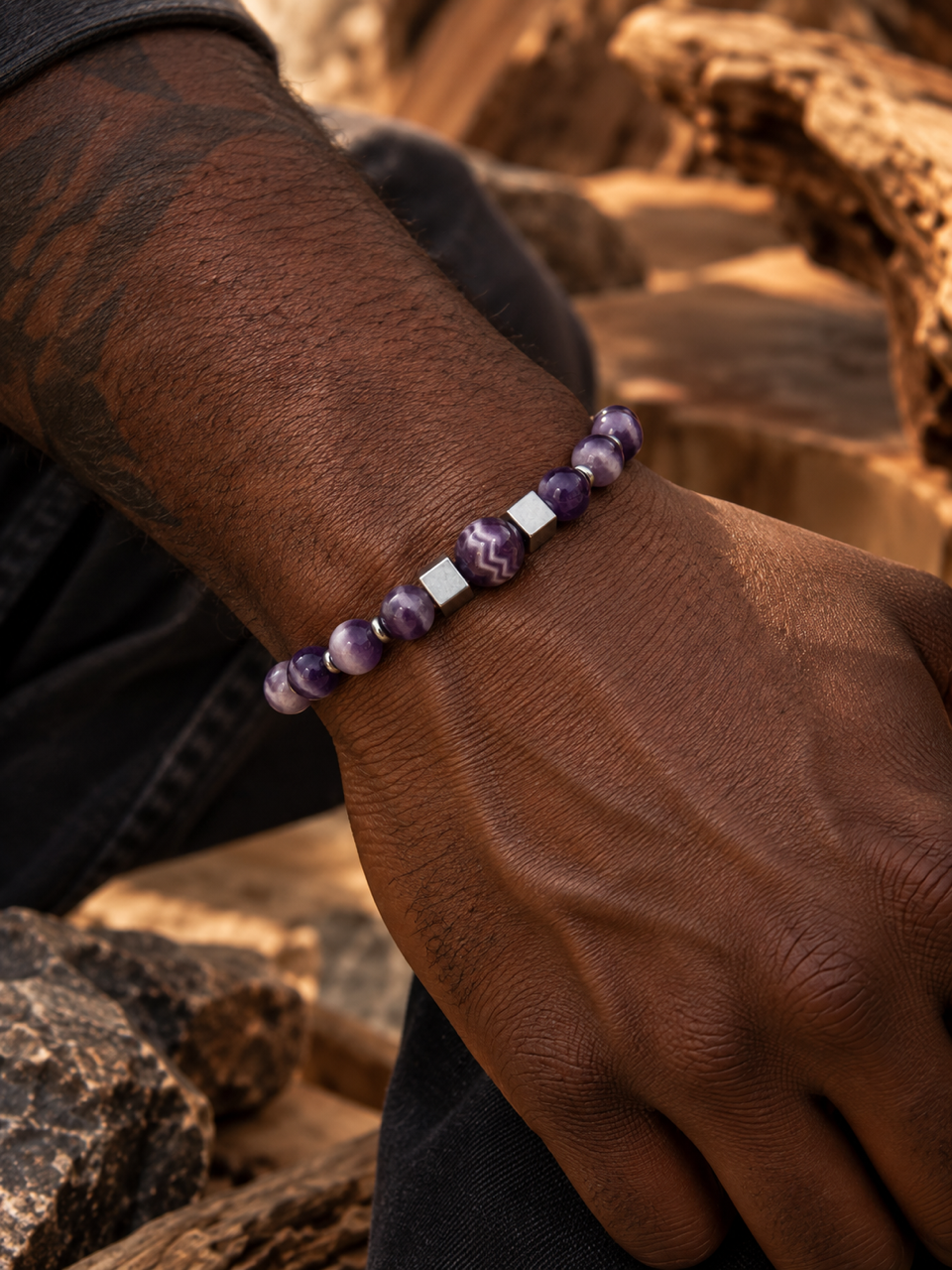 Bracelet homme Pierres naturelles –  Modèle Manoé