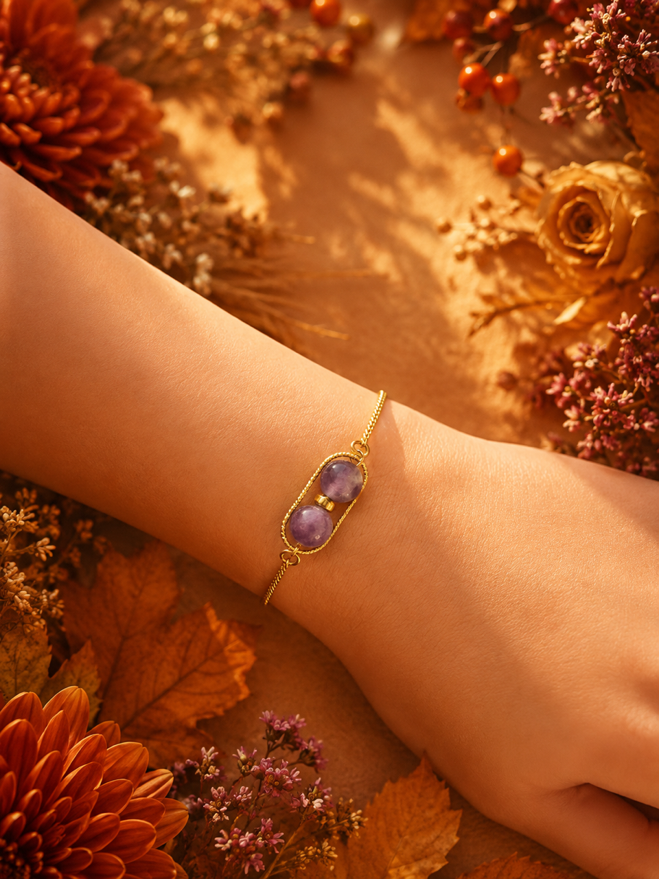 Bracelet Pierres naturelles & Chaine délicate  — Modèle ÉLODIE