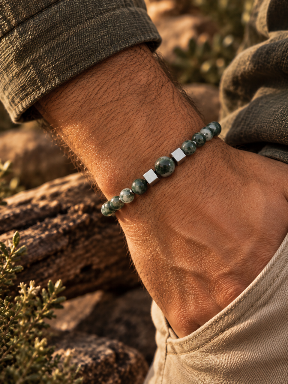Bracelet homme Pierres naturelles –  Modèle Manoé